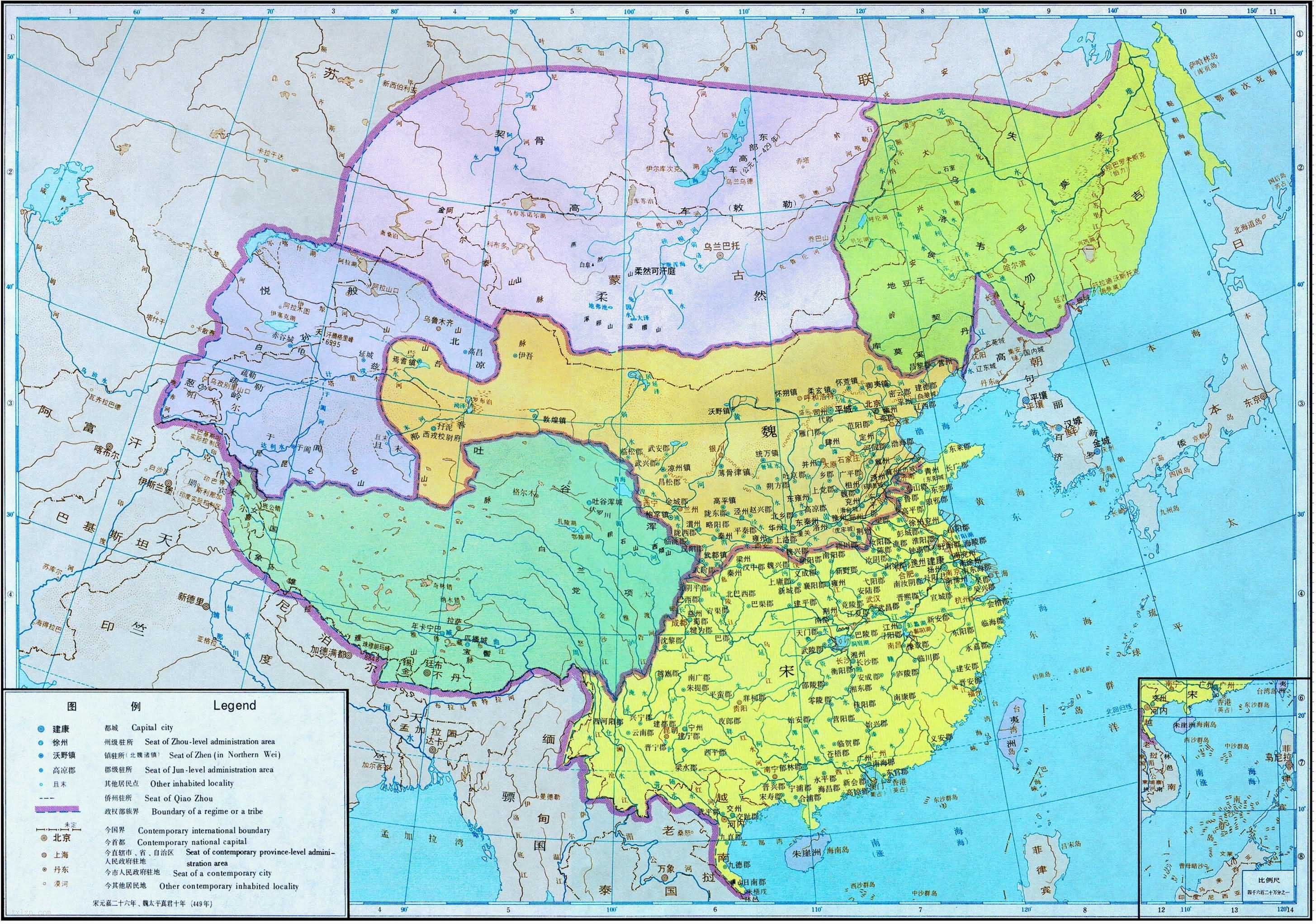 南北朝 宋 魏时期历史地图