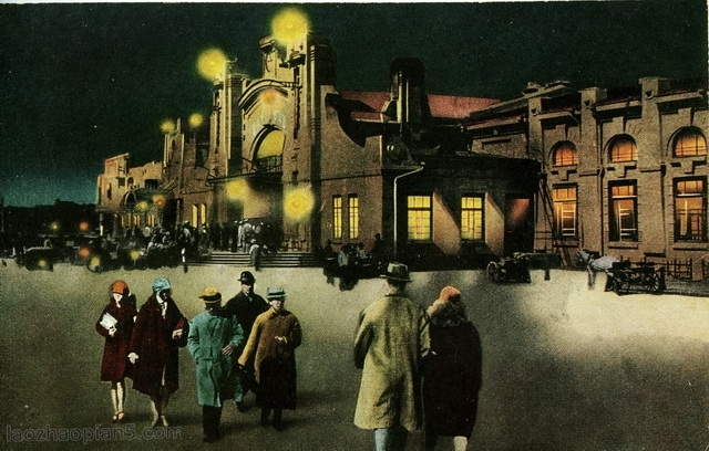 1940年哈尔滨老照片 明信片《哈尔滨夜色》
